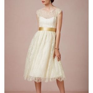 BHLDN Tea Length Queen Anne Lace Dress size 6.